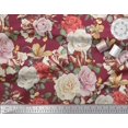 thumbnail image 2 of Soimoi Red Cotton Voile Fabric Leaves & Rose Floral Fabric Prints By Yard 42 Inch Wide, 2 of 3