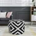 thumbnail image 4 of HomeRoots 18" Black Cotton Blend Ottoman, 4 of 10