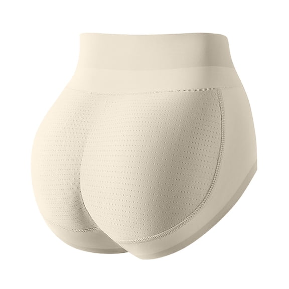 Women's Cotton Brief Lifter Panties for Women Padded Underwear Seamless Booty Pads Enhancer Shapewear Lifting Panty Postpartum Underwear (Color:Beige,Size:S)