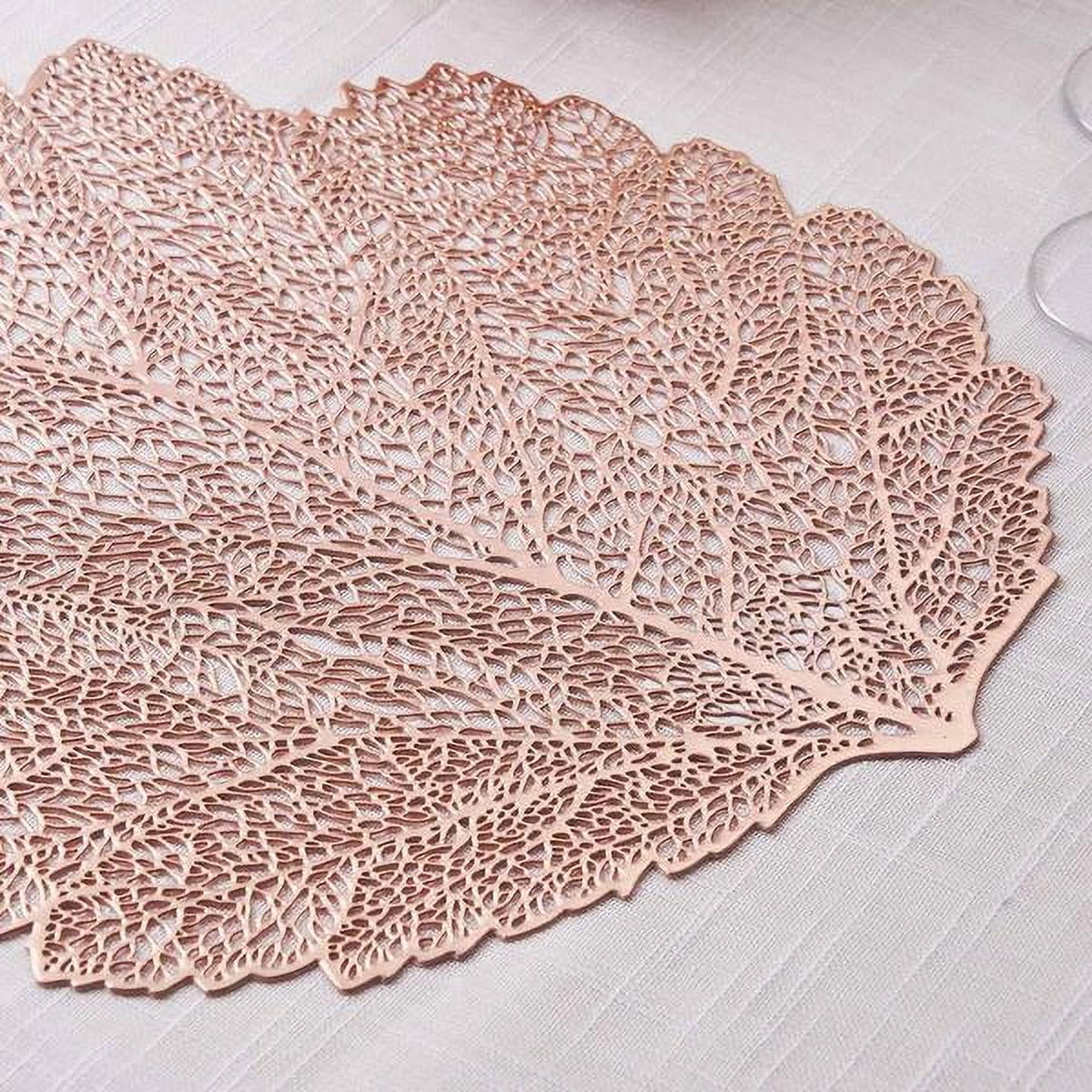 BalsaCircle 6 Rose Gold 18 in Maple Fall Leaf Design Vinyl Placemats - Wedding Reception Party Centerpieces Decorations Supplies