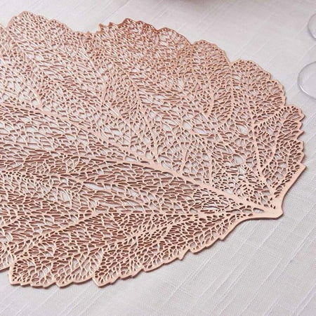 

BalsaCircle 6 Rose Gold 18 Maple Fall Leaf Design Vinyl PLacemats Wedding Party Decor