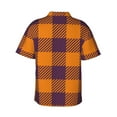 thumbnail image 4 of Xecao Fall Buffalo Plaid print Hawaiian shirt - a stylish short-sleeve button-down for men, perfect for casual beach and tropical outings., 4 of 9