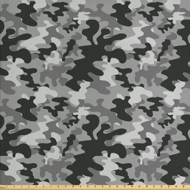 Black and Grey Fabric by The Yard, Stain Like Camouflage Pattern in ...