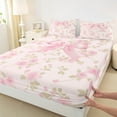 thumbnail image 3 of Manfei Princess Ribbon Child Bed Sheets, Spring Pink Rose Floral King Sheets, Vintage Western Fashion Sheet Set, Microfiber Bedroom Decor, 4 Pieces, 3 of 7