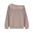 thumbnail image 5 of Fewfanhot Winter Clothing for Women Off The Shoulder Tops Oversized Tshirts Long Sleeve 2025 Casual Basic Tees, 5 of 9
