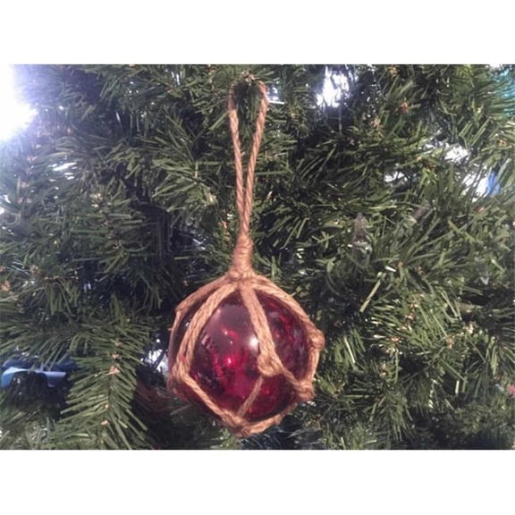 3 in. Red Japanese Glass Ball Fishing Float Decoration Christmas Ornament