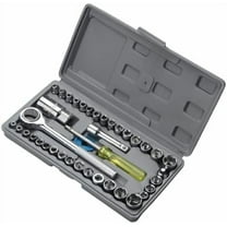 40-Piece 3/8-Inch Ratchet Socket Wrench Set with Storage Case, Includes 1/4-Inch & 3/8-Inch Drive SAE and Metric Sockets, Spinner Handle and Extension Bar for Auto Repair and Home Maintenance