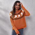 thumbnail image 2 of SWSMCLT Women's Soft Pullover Sweater Long Sleeve Knitted Holiday Knitwear Halloween Warm Halloween Fall Vintage Casual Loose Orange 8-10, 2 of 5