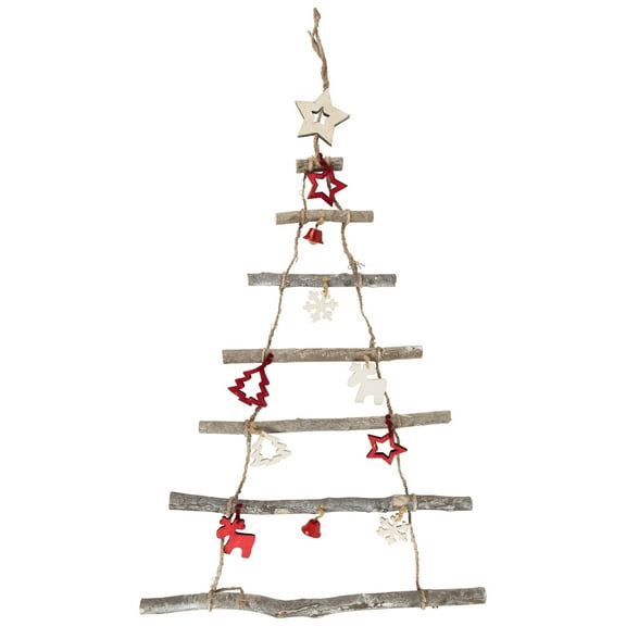 Northlight 27" Wood Twig Tree Wall Hanging with Ornaments