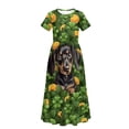 thumbnail image 5 of Uourmeti Saint Patrick Dachshund Print Girls Maxi Summer Dress with Pocket Short Sleeve Spring Boho Long Sundress Casual School for Kids, Size 7-8 Years, 5 of 7