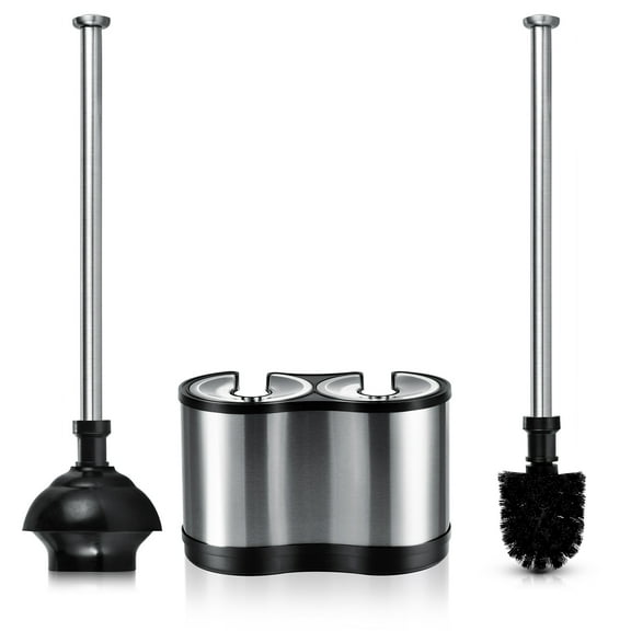 ToiletTree Products Toilet Brush and Plunger Combo Set Stainless Steel, Black
