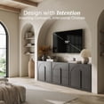 thumbnail image 3 of BELLEZE 3-Piece Modular Sideboard Cabinet Set Freely Configurable, Modern Wood Buffet Cabinet contain 2 Arched Cabinet and 3-Drawer Storage, Credenza Console for Living Room Kitchen, Ebony, 3 of 7