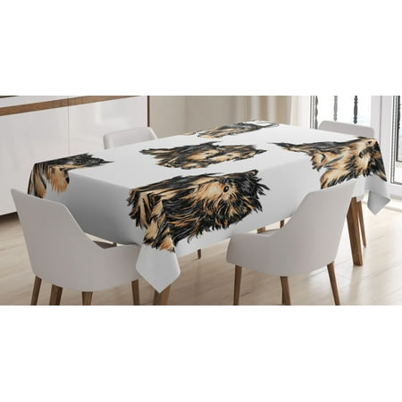 

Yorkie Tablecloth Hand Drawn Cute Yorkies Realistic Yorkshire Terrier Images Dog Love Cartoon Rectangular Table Cover for Dining Room Kitchen 60 X 84 Inches Pale Coffe Black by Ambesonne