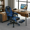 thumbnail image 3 of Gymax Massage Gaming Chair Racing Recliner Computer Desk Chair w/Footrest Blue, 3 of 10