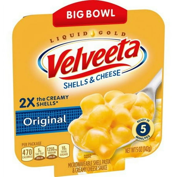 Velveeta Original Shells & Cheese, 5 Oz. Microwavable Bowl (Pack of 6)