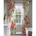 thumbnail image 4 of Cardinal Bird Sheer Curtains 84 Inch Length 2 Panels Set for Living Room/Bedroom, Pine Cones Poinsettia Berry Floral Beige Kitchen Curtains Grommet Semi-Sheer Curtains Window Treatments 42"x84"x2, 4 of 7
