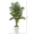 thumbnail image 2 of 66" Golden Cane Artificial Palm Tree in White Metal Planter in Green/Black, 2 of 4