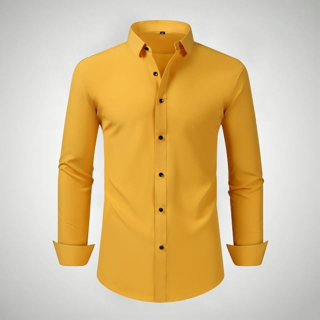 Blusa y camisa de manga larga con cuello vuelto para hombre, estilo informal, a la moda, con botones y solapa, transpirable, de poliéster