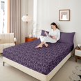 thumbnail image 4 of Feelyou Western Purple Damask Bed Sheets, Gothic Sheep Skull King Sheets, 4pcs, 4 of 7