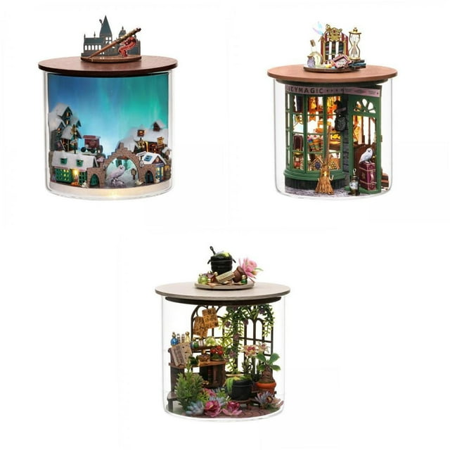 veasfak 2 Pcs Bouteille de Rêve Miniature en Bois pour Maison de Poupée Accessoires Faits Main Construction 3D