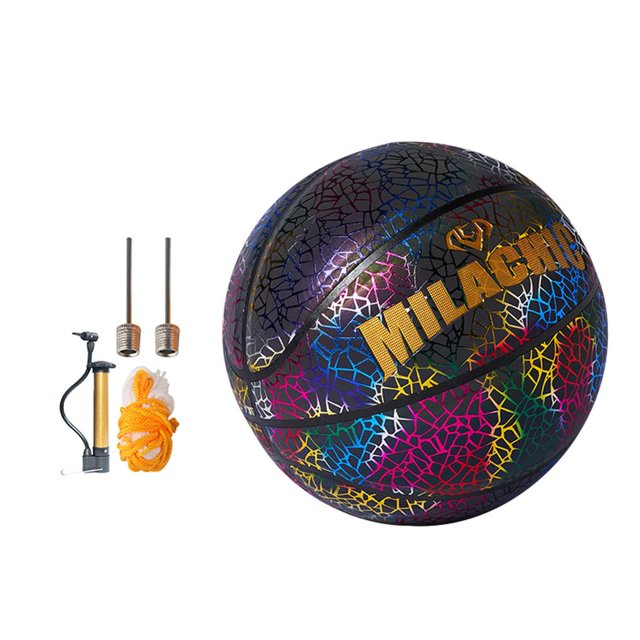 De Colores Baloncesto Reflectante De Cuero Baloncesto Brillante De Noche Fresca Baloncesto Reflectante De Pu Pelota De Juego Reflectante Impermeable Para Juegos De Niños Yuarrent OD004462-00