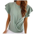 thumbnail image 3 of Xuyuer Women 2026 Summer Crew Neck Short Sleeve Tops Ribbed Knit Slim Fit Fashion Basic Tee Shirts Casual Going Out Top Shirts Basic Slim Fitted Crop Tops 2026 Summer Y2k Spring Clothes, 3 of 3