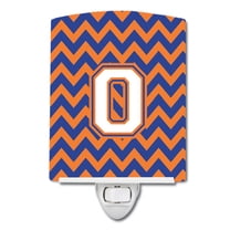 Caroline's Treasures CJ1060-OCNL Letter O Chevron Blue and Orange #3 Ceramic Night Light, 6x4x3", multicolor