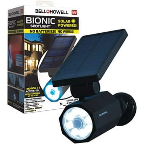 Bell + Howell Bionic Spotlight, 25 ft. Motion Sensor, Solar Sun Panels, Outdoor Lighting- Black