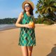 thumbnail image 3 of Easygdp Green Mosaic Glass para Vestido Transpirable de Mujer, Vestido Suelto de Manga Corta con Pliegues y Bolsillos para el Verano, 3 of 7