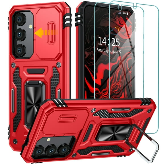 ANTSHARE Shockproof Rugged Cell Phone Case for Samsung Galaxy S24, Red and Black