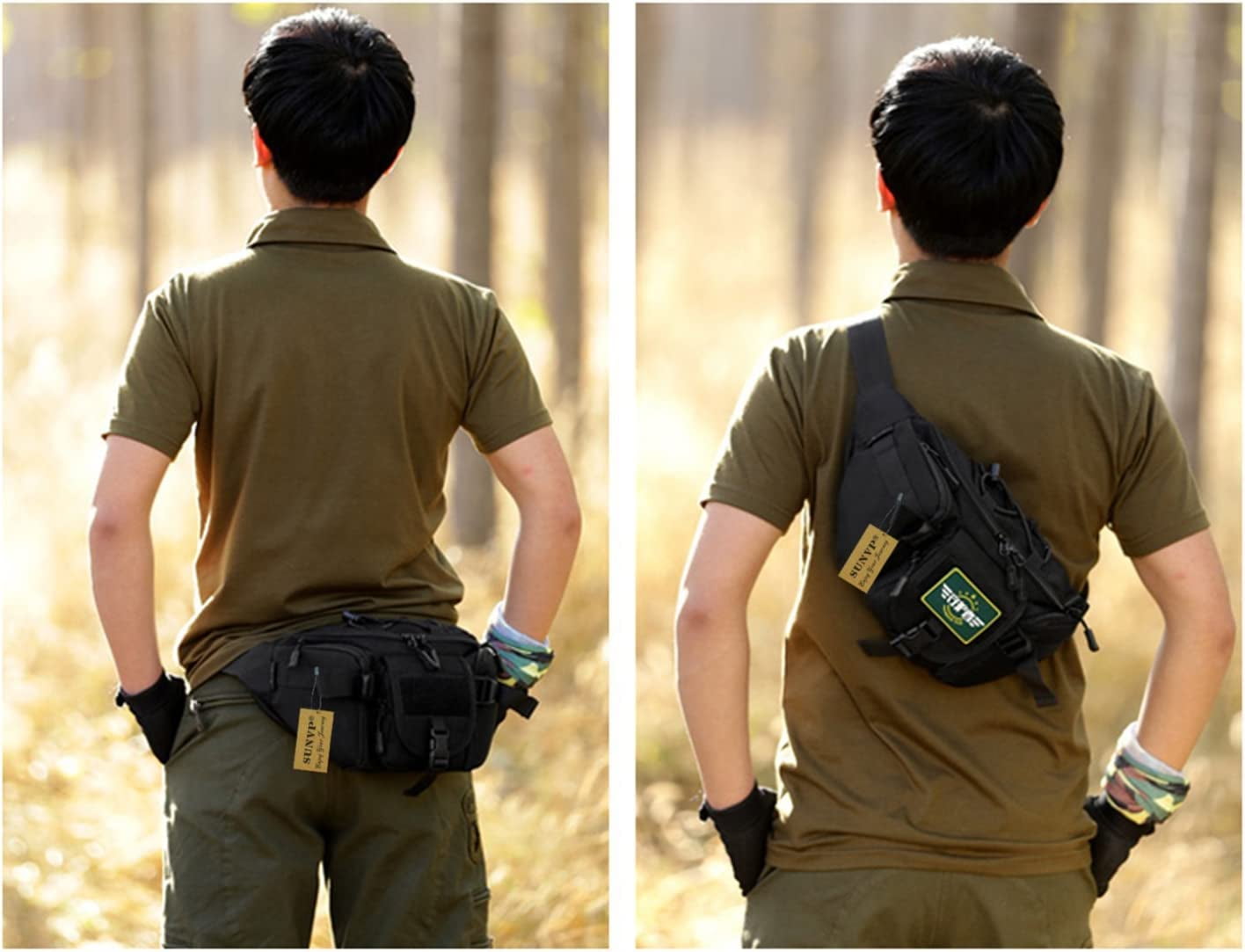 HMSHA Tactical Waist Pack Bag Military Fanny Packs WR Hip Belt Bag Pouch for Hiking Climbing Outdoor Bumbag