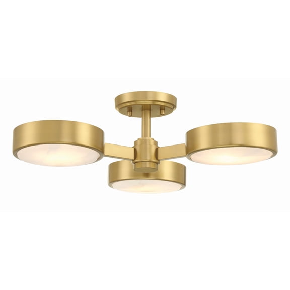 Crystorama Orson 3 Light Modern Gold Semi Flush Mount - 22.5"W x 6.5"H x 22.5"D