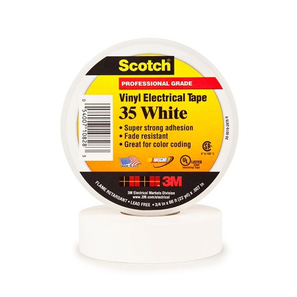 3M 35 Electrical Tape White 3/4" X 66' Roll (100 Roll/Case)