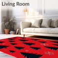 thumbnail image 2 of ODIKA 6'x9' Machine Washable Non-Slip Area Rug, Minimalist Pine Forest with Nordic Snowflake Motifs High Traffic Rug, Red, 622947, 2 of 5