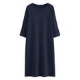 thumbnail image 4 of Women 3/4 Sleeve Nightgowns Soft Cotton Linen Sleepwear Lightweight Sleep Dress Scoopneck Shirt with Pockets, 4 of 6