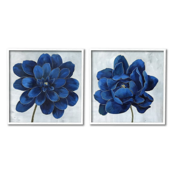 Stupell Indtries Bold Royal Blue Florals Blooming Chic Petal Flower,12 x 12,Design by Nan