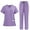 Purple, variant on Scrub Sets For Woman V-Neck Short Sleeve Solid Color Nursing Uniforms with Pockets Hot Pink XL