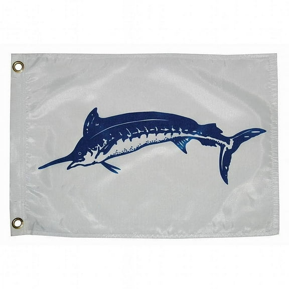 7" White and Blue Unique Taylor Made 12x18 Blue Marlin Boat Flag