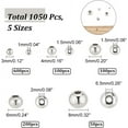 thumbnail image 3 of About 1050 Pcs Stainless Steel Beads 5 Sizes Metal Spacer Beads Solid 304 Stainless Steel Rondelle Beads 3mm 4mm 5mm 6mm 8mm Silver Spacer Beads for DIY Bracelet Jewelry Making, 3 of 9
