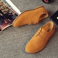 thumbnail image 2 of Tawop Men Dress Shoes Faux Leather Casual British Fashion Suede Beige Size:6, 2 of 6