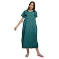 thumbnail image 2 of Moomaya Robe de Nuit Longue Jusqu'aux Genoux pour Femmes, Unie, à Patte de Boutonnage, en Coton, 2 of 5