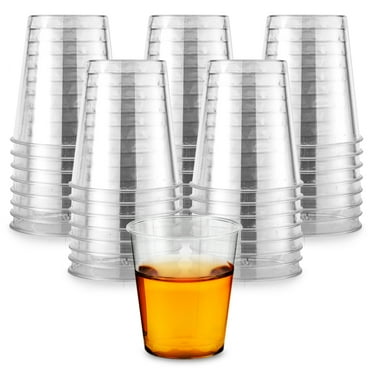 1.5 oz Shot Glasses - 100 Mini Plastic Shot Glasses (1.5oz) Clear Disposable Cups for Jello Shots, Wine Tasting, Liquor, Whiskey, Pudding, Sample Cup for Halloween and Elegant Partiest