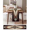 thumbnail image 6 of Brown Teal Red Boho Table Runner Ethnic Vintage Geometric Abstract Tablerunners 13 x 60 Inch, Table Decorations Tabletop Scarf for Summer Gathering Holiday Farmhouse Kitchen Dining Decor, 6 of 6