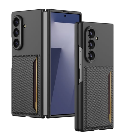 Dteck Case for Samsung Galaxy Z Fold 6,Shockproof PC Case with Leather Card Wallet Cover for Galaxy Z Fold 6,Black 1
