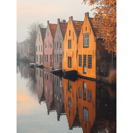 European Canal House Decor Paintings/Canvas Prints, Suitable for Living Room, Office, Dining Room, and Hallway Decoration.