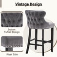 thumbnail image 3 of Bar Stools Set of 2, LegaHome 26" Counter Height Bar Stools with Back Sets of 2, Velvet Upholstered Bar Stool with Button Tufted & Nailhead Trim, Counter Stool for 35-39" Kitchen Island, Gray, 3 of 9
