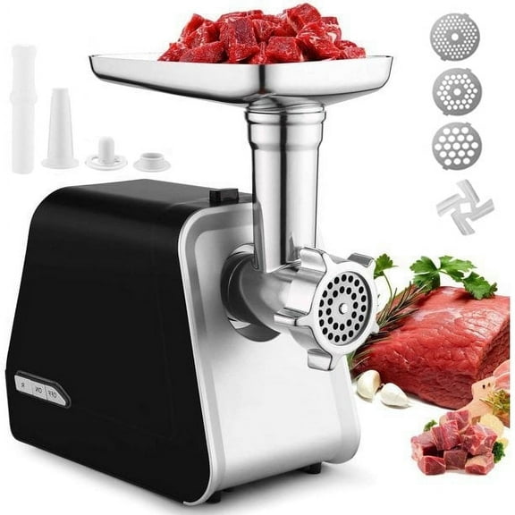 Qhomic Electric Meat Grinder, 2000W Meat Mincer with 3 Grinding Plates and Sausage Stuffing Tubes for Home Use &Commercial, ETL Approved, Upgrade