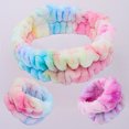 thumbnail image 5 of 3Pcs/Set Tie Dye Print High Elasticity Makeup Headband Fluffy Sweet Microfiber Absorbent Flannel Spa Wristband Headband Hair Accessories, 5 of 8