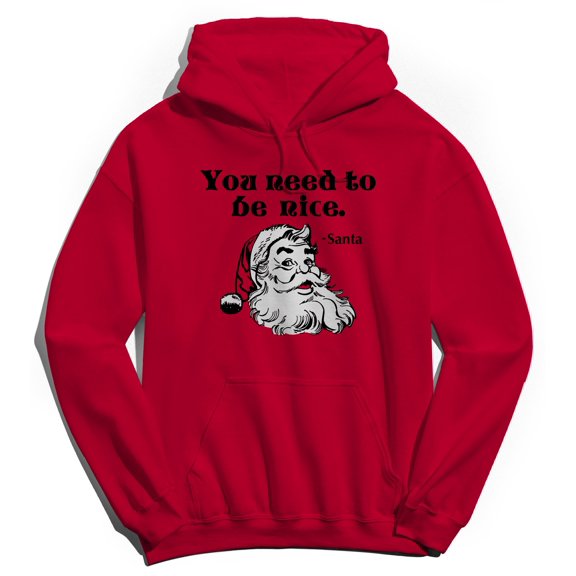 Christmas Holiday Be Nice Graphic Red Men's Cotton Pullover Hoodie
