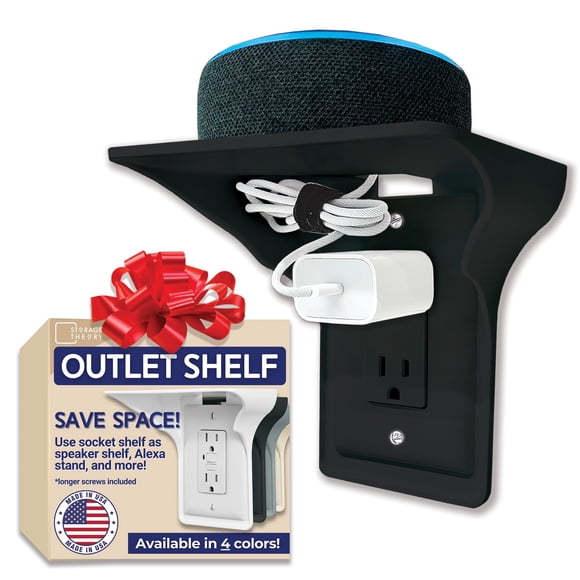 Percha eléctrica BeraTek Industries con estante Outlet Shelf con almacenamiento de cables